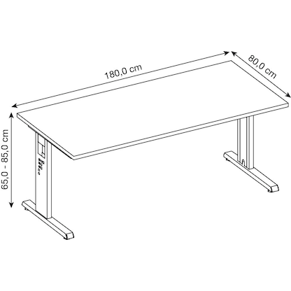 Artikelbild 2 für HAMMERBACHER OS 19 höhenverstellbarer Schreibtisch ahorn rechteckig, C-Fuß-Gestell silber 180,0 x 80,0 cm, Artikelnummer 656936