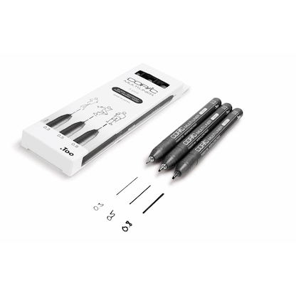 Artikelbild 2 für COPIC® Multiliner Fineliner schwarz 0.3 + 0.5 + 0.8 mm, 3 St., Artikelnummer 361388