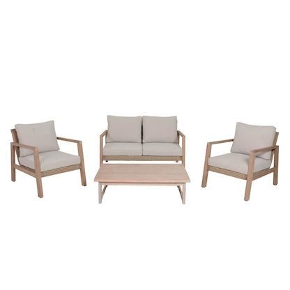 Artikelbild 11 für Garden Pleasure Loungegruppe SAN MATEO beige, braun Holz, 4-teilig, Artikelnummer 543961