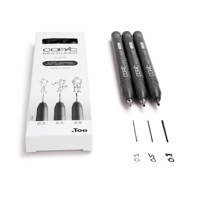 Artikelbild 6 für COPIC® Multiliner Fineliner schwarz 0.3 + 0.5 + 0.8 mm, 3 St., Artikelnummer 361388