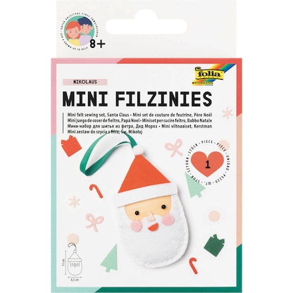 Artikelbild für folia Nähset Mini Filzinies NIKOLAUS rot, weiß, Artikelnummer 692299