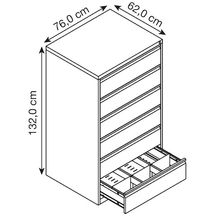 Artikelbild 2 für Gürkan Karteischrank reinweiß 6 Schubladen 76,0 x 62,0 x 132,0 cm, Artikelnummer 381814