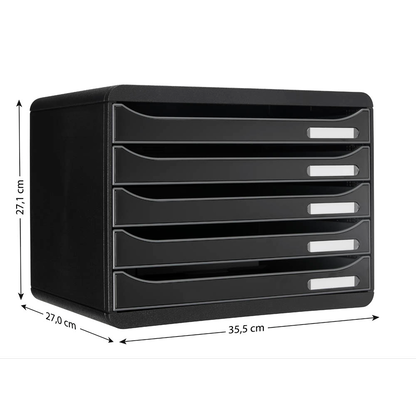 Artikelbild 3 für Exacompta Schubladenbox Big-Box Plus quer Classic schwarz 308714D, DIN A4 quer mit 5 Schubladen, Artikelnummer 460225