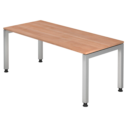 Artikelbild für HAMMERBACHER JS19 höhenverstellbarer Schreibtisch nussbaum rechteckig, 4-Fuß-Gestell silber 180,0 x 80,0 cm, Artikelnummer 863908