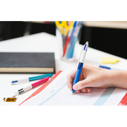 Artikelbild 3 für BIC 4-Farben-Kugelschreiber 4 Colours GRIP Medium blau/weiß, Schreibfarbe: schwarz, blau, rot, grün, 1 St., Artikelnummer 598148