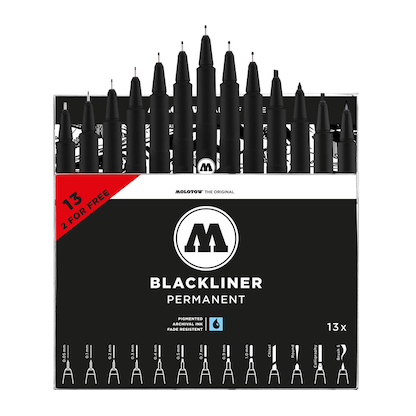Artikelbild 12 für MOLOTOW Fineliner-Set schwarz, 13 Set, Artikelnummer 564902