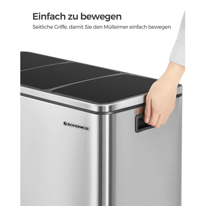 Artikelbild 5 für SONGMICS Mülltrenner 3 x 18,0 l silber, Artikelnummer 262438