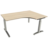 Artikelbild 1 für fm Sidney höhenverstellbarer Schreibtisch akazie Bogenform, C-Fuß-Gestell Quadratrohr silber 160,0 x 80,0 cm, Artikelnummer 137511