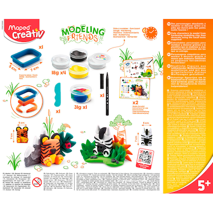 Artikelbild 4 für maped Knete MODELING FRIENDS farbsortiert, 5 Farben 4x 18,0 g und 1x 31,0 g & Zubehör, Artikelnummer 701783