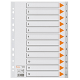Artikelbild 1 für bene Ordnerregister DIN A4 Vollformat 1-12 grau 12-teilig, 1 Satz, Artikelnummer 401901