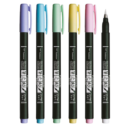 Artikelbild 2 für Tombow Fudenosuke Pastel Brush-Pens farbsortiert, 6 St., Artikelnummer 993772