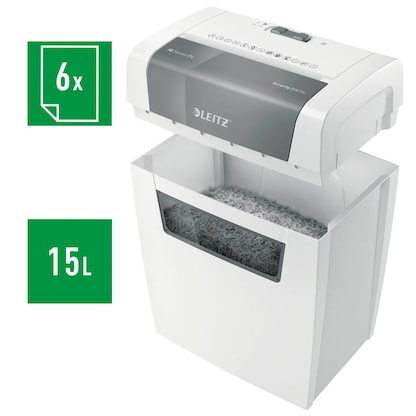Artikelbild 9 für AKTION: LEITZ IQ Home Aktenvernichter mit Partikelschnitt P-4, 4 x 28 mm, bis 6 Blatt, weiß mit 5 Euro CashBack, Artikelnummer 435877