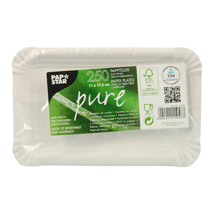 Artikelbild für 250 PAPSTAR Pappteller pure 17,5 x 11,0 cm, Artikelnummer 119497