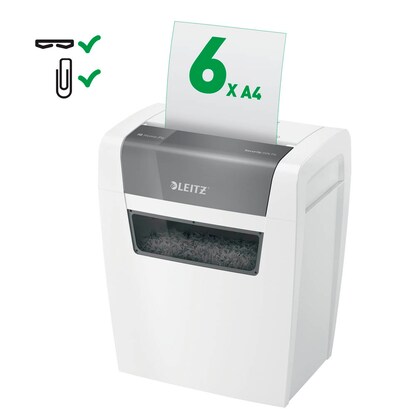 Artikelbild 10 für AKTION: LEITZ IQ Home Aktenvernichter mit Partikelschnitt P-4, 4 x 28 mm, bis 6 Blatt, weiß mit 5 Euro CashBack, Artikelnummer 435877