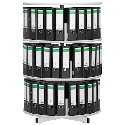 Artikelbild für Gürkan Ordnerdrehsäule grau bis zu 72 Ordner, Etagen einzeln drehbar, H: 126,0 cm, Artikelnummer 926434