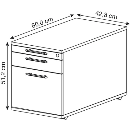 Artikelbild 2 für HAMMERBACHER Solid Rollcontainer nussbaum 3 Auszüge 42,8 x 80,0 x 51,2 cm, Artikelnummer 293579
