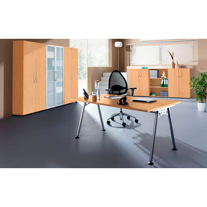 Artikelbild 4 für HAMMERBACHER AS19 höhenverstellbarer Schreibtisch buche rechteckig, A-Fuß-Gestell silber 180,0 x 80,0 cm, Artikelnummer 963557