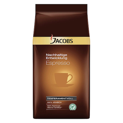 Artikelbild für JACOBS Nachhaltige Entwicklung - Espresso Espressobohnen, Arabicabohnen kräftig, 1,0 kg, Artikelnummer 661900