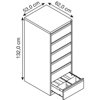 Artikelbild 2 für Gürkan Karteischrank reinweiß 6 Schubladen 53,0 x 62,0 x 132,0 cm, Artikelnummer 381780
