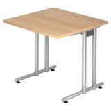 Artikelbild 1 für HAMMERBACHER NS08 Schreibtisch eiche quadratisch, C-Fuß-Gestell silber 80,0 x 80,0 cm, Artikelnummer 867731