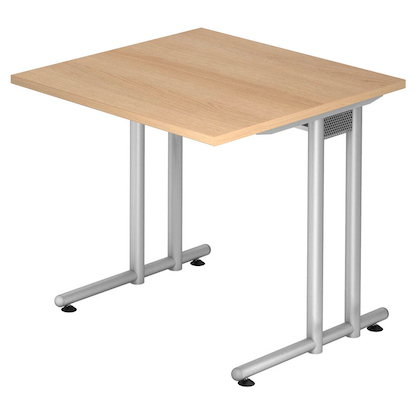 Artikelbild für HAMMERBACHER NS08 Schreibtisch eiche quadratisch, C-Fuß-Gestell silber 80,0 x 80,0 cm, Artikelnummer 867731
