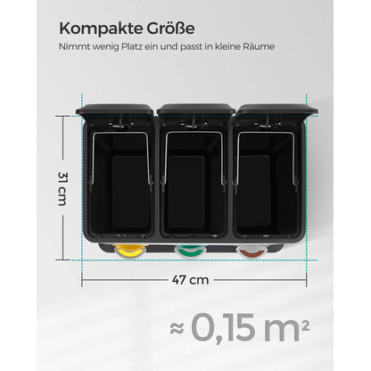 Artikelbild 5 für SONGMICS Mülltrenner 3 x 8,0 l edelstahl, Artikelnummer 291797