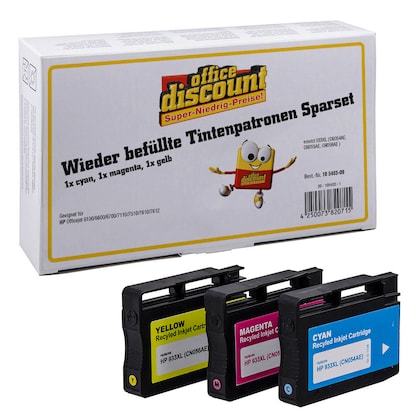 Artikelbild 24 für office discount cyan, magenta, gelb Druckerpatronen kompatibel zu HP 933XL (CN054AE, CN055AE, CN056AE), 3er-Set, Artikelnummer 105403