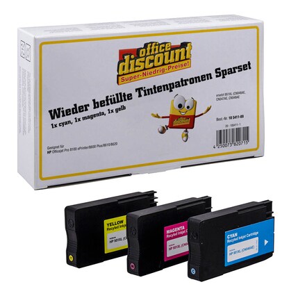 Artikelbild 20 für office discount cyan, magenta, gelb Druckerpatronen kompatibel zu HP 951XL (CN046AE, CN047AE, CN048AE), 3er-Set, Artikelnummer 105411