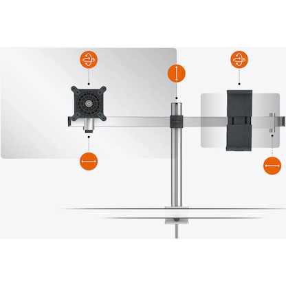 Artikelbild 3 für DURABLE Monitor-Halterung 508723 silber für 1 Monitor und 1 Tablet, Tischklemme, Artikelnummer 202533