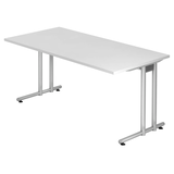 Artikelbild 1 für HAMMERBACHER NS16 Schreibtisch weiß rechteckig, C-Fuß-Gestell silber 160,0 x 80,0 cm, Artikelnummer 863840