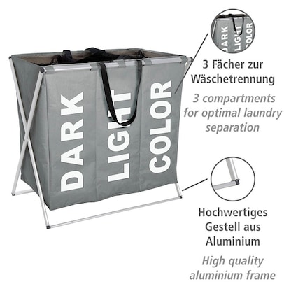 Artikelbild 3 für WENKO Wäschesortierer Trio grau, Artikelnummer 532293