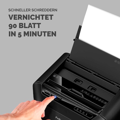 Artikelbild 22 für AKTION: Fellowes AutoMax 90M Aktenvernichter mit Partikelschnitt P-4, 4 x 12 mm, bis 90 Blatt, schwarz, Artikelnummer 165508