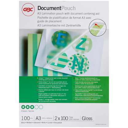 Artikelbild 10 für 100 GBC Laminierfolien glänzend für A3 100 micron, Artikelnummer 491924