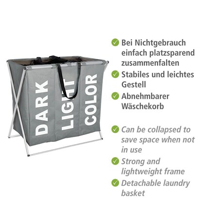Artikelbild 4 für WENKO Wäschesortierer Trio grau, Artikelnummer 532293