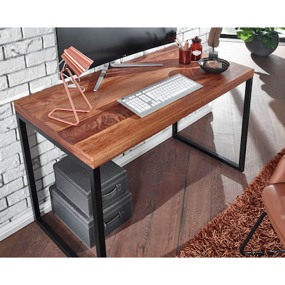 Artikelbild 5 für WOHNLING Schreibtisch sheesham rechteckig, U-Fuß-Gestell schwarz 117,0 x 59,0 cm, Artikelnummer 910483
