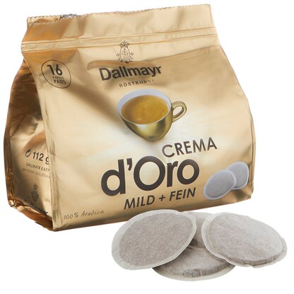 Artikelbild für Dallmayr Crema d'Oro Kaffeepads, Arabicabohnen mild, 16 Pads, Artikelnummer 188019
