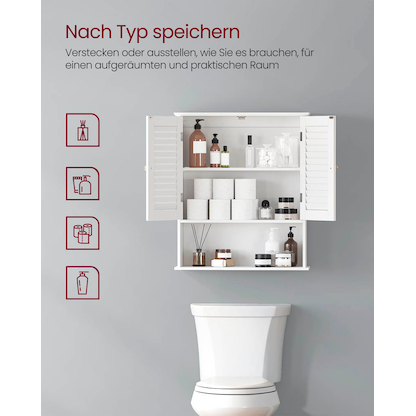 Artikelbild 8 für VASAGLE Bad-Hängeschrank BBC27WT weiß 60,0 x 20,0 x 70,0 cm, Artikelnummer 439038