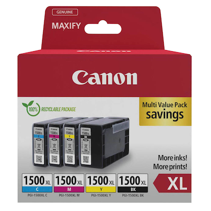 Artikelbild 4 für Canon PGI-1500 XL BK/C/M/Y schwarz, cyan, magenta, gelb Druckerpatronen, 4er-Set, Artikelnummer 207409