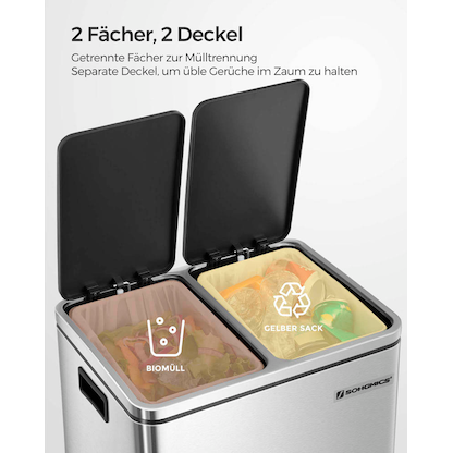 Artikelbild 5 für SONGMICS Mülltrenner 2 x 15,0 l edelstahl, Artikelnummer 291579