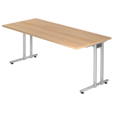 Artikelbild 1 für HAMMERBACHER NS19 Schreibtisch eiche rechteckig, C-Fuß-Gestell silber 180,0 x 80,0 cm, Artikelnummer 863821