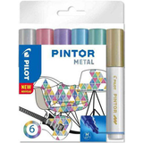 Artikelbild 1 für PILOT PINTOR Metallic Kreativmarker farbsortiert 4,0 - 12,0 mm, 6 St., Artikelnummer 376042
