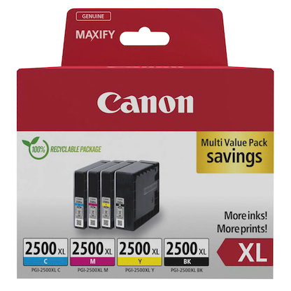 Artikelbild 4 für Canon PGI-2500 XL BK/C/M/Y schwarz, cyan, magenta, gelb Druckerpatronen, 4er-Set, Artikelnummer 207419