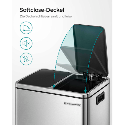 Artikelbild 6 für SONGMICS Mülltrenner 2 x 15,0 l edelstahl, Artikelnummer 291579