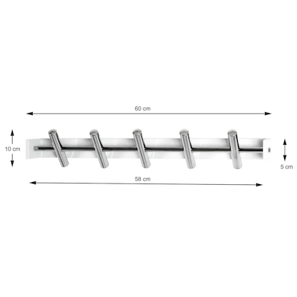 Artikelbild 2 für HAKU Möbel Wandgarderobe 21329 weiß Metall 5 Haken 60,0 x 10,0 cm, Artikelnummer 137053