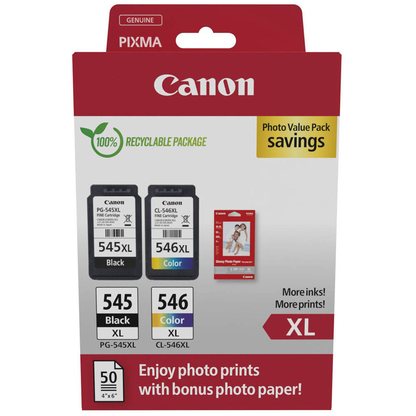 Artikelbild 5 für Canon PG-545 XL + CL-546 XL schwarz, color Druckköpfe + Fotopapier, 2er-Set, Artikelnummer 207429