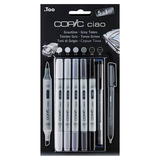 Artikelbild 1 für COPIC® ciao 5+1 Kalte Grautöne Layoutmarker-Set grau 1,0 + 6,0 mm, 6 St., Artikelnummer 717191