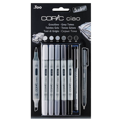 Artikelbild 7 für COPIC® ciao 5+1 Kalte Grautöne Layoutmarker-Set grau 1,0 + 6,0 mm, 6 St., Artikelnummer 717191