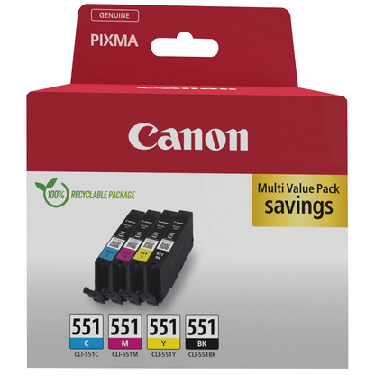 Artikelbild 4 für Canon CLI-551 BK/C/M/Y schwarz, cyan, magenta, gelb Druckerpatronen, 4er-Set, Artikelnummer 207437