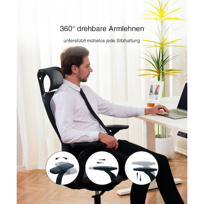 Artikelbild 5 für FlexiSpot Bürostuhl YZ04O Stoff orange, Gestell weiß, Artikelnummer 656458