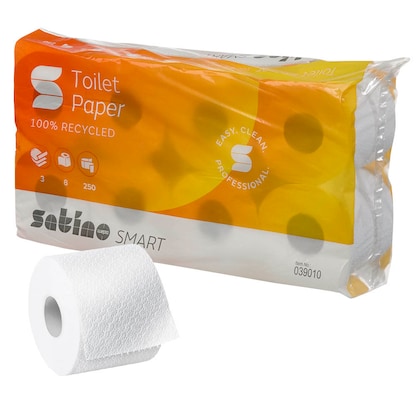 Artikelbild für Satino Toilettenpapier SMART 3-lagig Recyclingpapier, 8 Rollen, Artikelnummer 303709